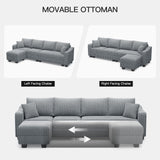 Belffin Sectional Couch with L-Shape Chaise L Shaped Couch with Ottoman Sectional Couches for Living Room Corduroy (Light Grey, L Shaped) Belffin