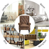 Mid-Century High Wingback Chair, Microfiber Accent Chair Armchair with Buttons,Modern Living Room Chairs with Rivet Decoration,Leisure Single Sofa Chair for Bedroom,Club,Home Reception (Coffee.) Lin-Utrend