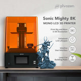 phrozen Sonic Mighty 8K LCD Resin 3D Printer, 10" Monochrome LCD, Tabletop 3D Resin Printer with 28µm XY Resolution, 8.6 * 4.8 * 9.3 Inch Printing Volume for Models, Miniatures and Action Figures phrozen