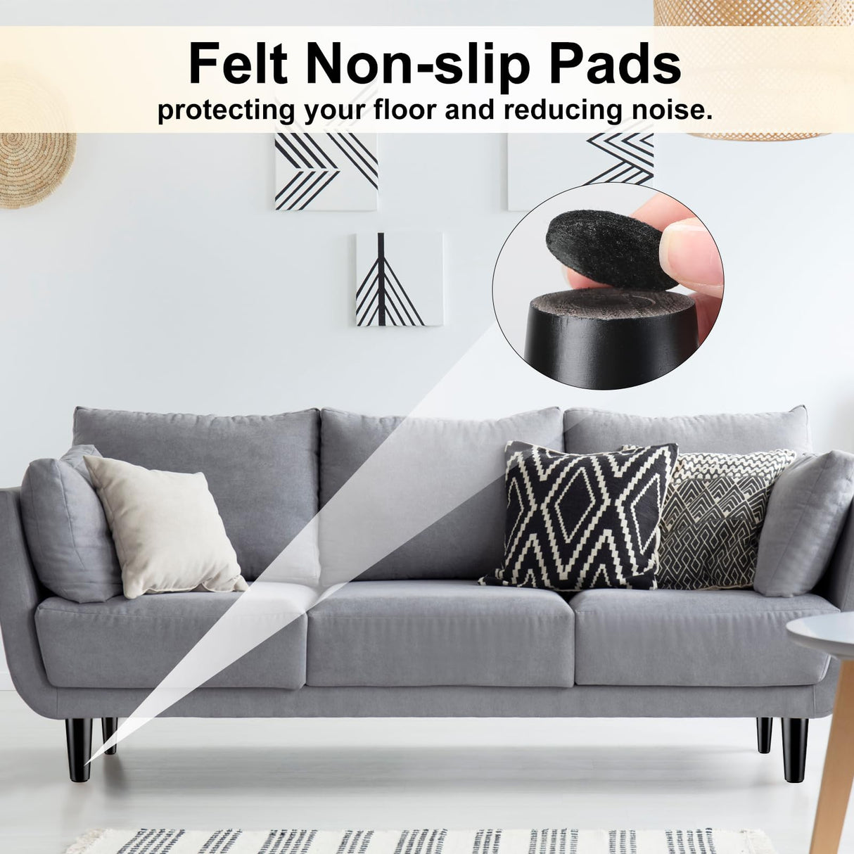 Maitys 4 Inch Round Solid Furniture Legs Furniture Wooden Replacement Chair Feet Dresser Sofa Couch Legs Table Cabinet Footstool DIY Projects for Home(Black,16 Pcs) Maitys