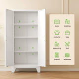 61" Tall Farmhouse Metal Pantry Cabinet, Kitchen Pantry Storage Cabinets with 2 Barn Door and Adjustable Shelves,Metal Pantry Storage Cabinet,for Kitchen,Laundry Room,Home Office,Kids Room (White) Washsemba