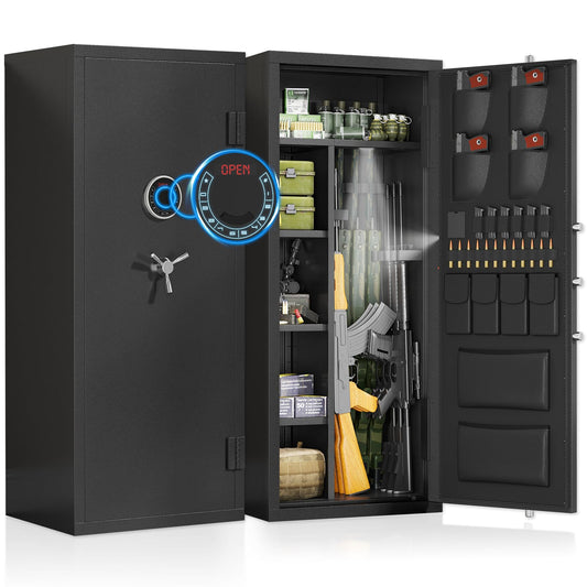 15-20 Gun Safe, Large Gun Safe for Rifles and Pistols, Unassembled Rifle Safe with Adjustable Shelf & Gun Rack, Gun Safe for Home and Shotgun, Quick Access Gun Cabinet with Mute Function & Dual Alarm