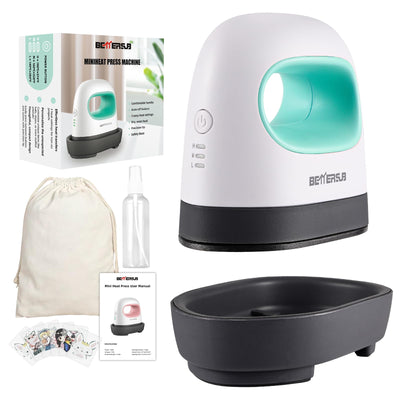 BetterSub Mini Heat Press Machine, Small Heat Press Portable Iron Press Machine, Sublimation and HTV Vinyl Shirt Press Machine for Hat, Bags, Heating Transfer Small Projects (Teal)