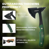 OSAIV Throwing Axes Set, Full Tang Stainless Steel Well Balanced Hatchet with Wooden Handle, 8.8in Double Bit Axe for Backyard Recreation and Competition, 3 Pack with Storage Bag and Whetstone osaiv