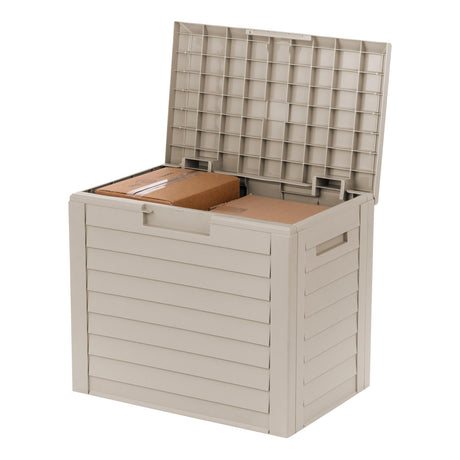 IRIS USA 35-Gallon Outdoor Deck Delivery Storage Box, Lockable & UV-Protected, Weather-Resistant Patio Storage for Cushions, Garden Tools & Packages, Waterproof Resin, Durable & Stylish Design - Beige IRIS