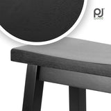 PJ Wood 24 Inch Single A Frame Classic and Modern Comfortable Wooden Bar Stool Saddle Seat with Built in Bars as Footrests, Black PJ Wood