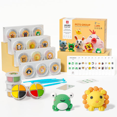 Air Dry Clay Kit - Modeling Clay for Kids mit Sculpting Tools und Tutorial, Ultra Light & Soft, Safe & Non-Toxic, DIY Model Magic Clay 12 Cans 48 Colors, Creative Art Crafts Toys Gifts for Girls Boys LOUFOR