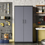 Anxxsu Metal Garage Storage Cabinet, 71" Locking Storage Cabinet with 2 Doors and 4 Adjustable Shelves, Lockable Metal Cabinet for Office,Home,Garage,Gym,School（Gray Black） Anxxsu