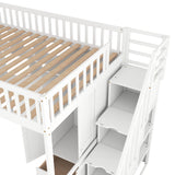 Harper & Bright Designs White Full Size Loft Bed with Integrated Storage and Workspace Harper & Bright Designs