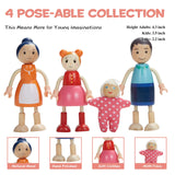 Giant bean Wooden Dollhouse Furniture Set, 36pcs Furnitures with 4 Family Dolls, Dollhouse Accessories Pretend Play Furniture Toys for Boys Girls & Toddlers 3Y+, Pink Giant bean