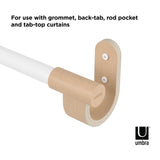 Umbra Bellwood Curtain Rod for Window Drapery, Adjustable Length, Set Includes Finials and Mounting Hardware, White/Natural Umbra