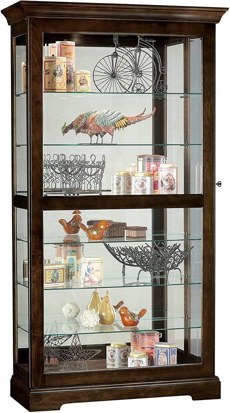 Howard Miller Tyler III Curio Cabinet II - Elegant Espresso Finish Home Décor Glass Display Cabinet with Lock, Sliding Glass Door - Storage Cabinet for Living Room, Bedroom or Dining Room Howard Miller