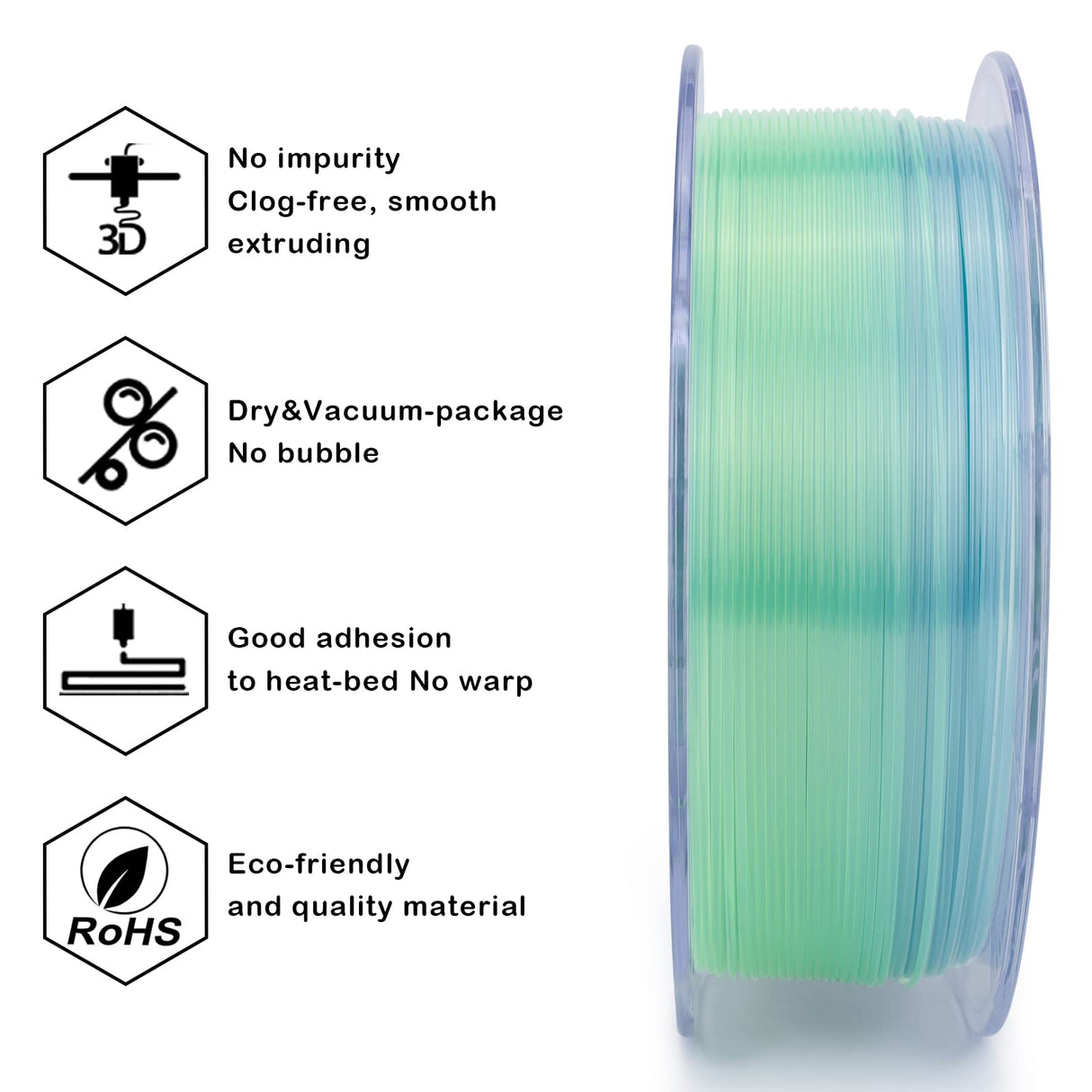 ZIRO 3D Printer Filament,Translucent PLA Filament 1.75mm,Multicolor Rainbow PLA Filament,1KG/2.2lb,Season Series - Summer ZIRO