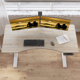 Jceet Adjustable Height Electric Standing Desk - 55 x 30 Inch Sit Stand Computer Desk with Splice Board, Stand Up Desk Table for Home Office, White Frame/Oak Top(with Radian) Jceet