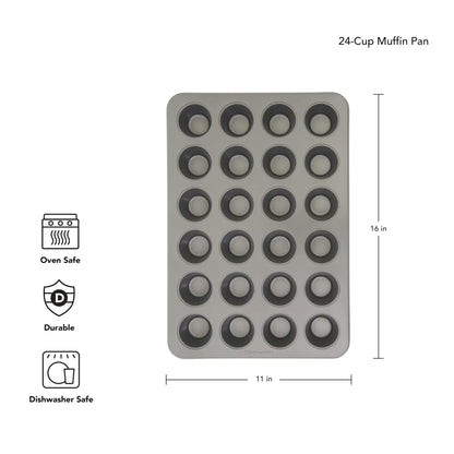 KitchenAid 24-Cup Nonstick Aluminized Steel Mini Muffin Pan, Contour Silver