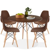 Best Choice Products 5-Piece Dining Set, Compact Mid-Century Modern Table & Chair Set for Home, Apartment w/ 4 Chairs, Plastic Seats, Wooden Legs, Metal Frame - Brown/Oak Best Choice Products