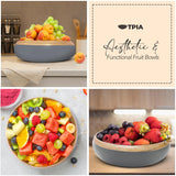 TPIA 11.81" Spun Bamboo Fruit Bowl, Bamboo fruit basket, fruit bowl for kitchen counter, Decorative Bowl,Fruit bowl,Wooden bowl,Decorative bamboo bowl,Bamboo salad bowl (Grey, Pack of 2) TPIA