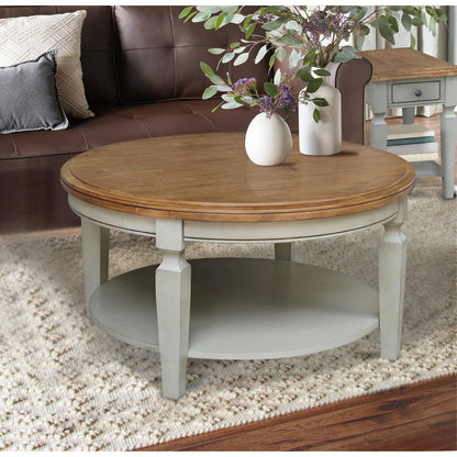 International Concepts Vista Round Hickory Stone Coffee Table - WoodArtSupply