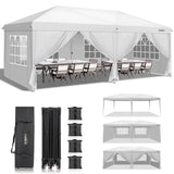VINGLI 10x20 ft Pop Up Canopy Tent with 6 Sidewalls, Canopy 10x20 with Carry Bag, Outdoor Gazebo Canopy Tent Camping Tent, Patio Event Tent Outdoor Canopy Commercial Canopy(White) VINGLI