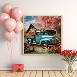 KTHOFCY 5D DIY Diamond Painting Kits for Adults, Blue Truck and Flowers Full Drill Embroidery Cross Stitch Crystal Rhinestone Paintings Pictures Arts Wall Decor Painting Dots Kits 11.8X11.8 inch KTHOFCY