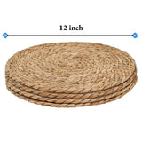 Round Woven Placemats Set of 4, 12" Boho Rattan Placemats Natural Hand-Woven Place Mats Table Decor, Chargers for Dinner Plates, Farmhouse Place Mats, Wicker Table Mats for Dining Table, Home Qavinch
