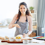 Mfacoy Ramekins with Lids Set of 6, 8 oz Porcelain Creme Brulee Souffle Ramekins with Covers, White Pudding Custard Cups Ramiken for Baking, Small Bowls for Sauces Dessert, Dishwasher and Oven Safe Mfacoy