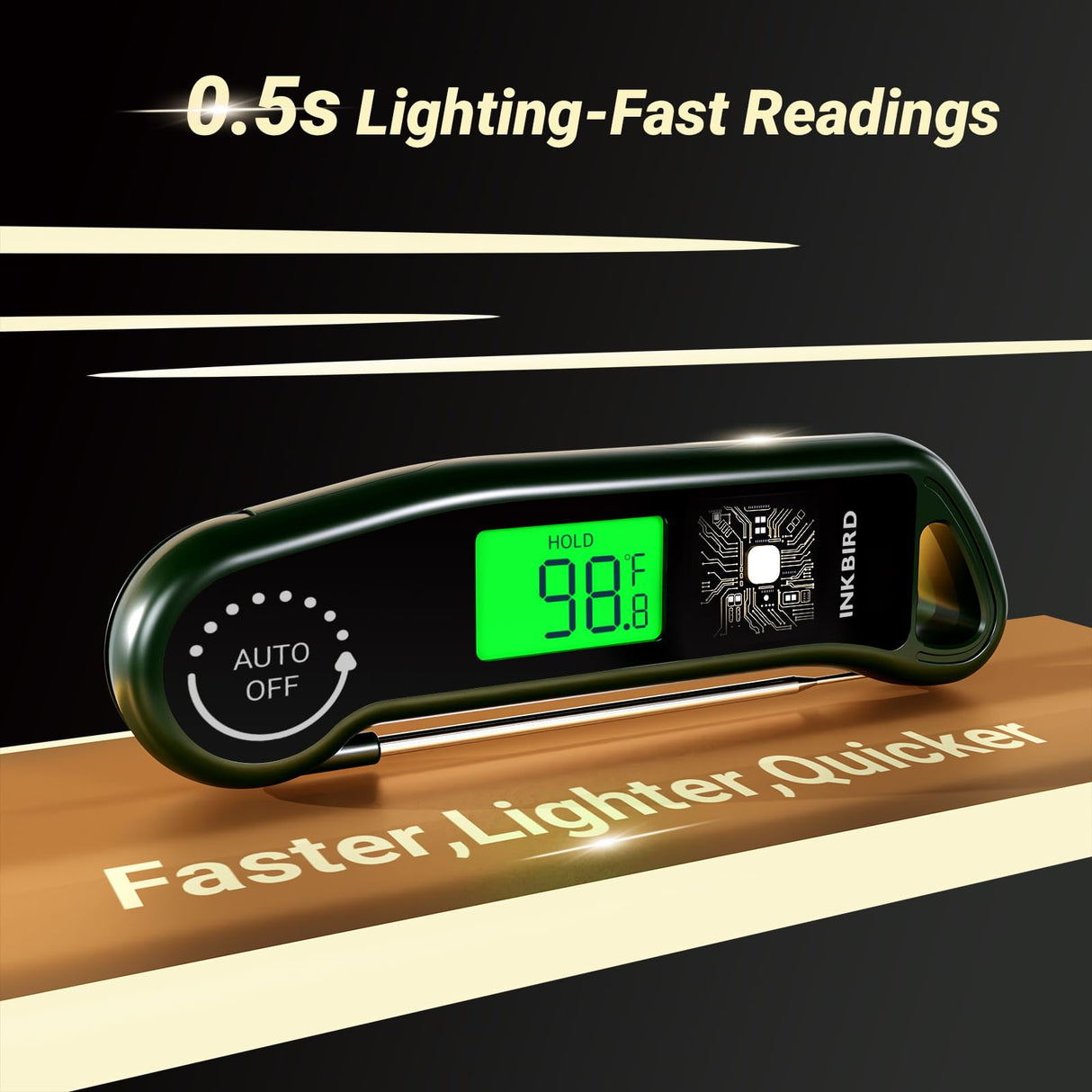 INKBIRD 0.5 Seconds Instant Read Meat Thermometer for Cooking RHT-11K, ±0.5℉ Accuracy Digital Food Thermometer with 1.42inch Large Screen, Waterproof Kitchen Thermometer for Candy, Grill, BBQ, Brewing Inkbird