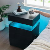 Bingoday LED Nightstands Set of 2 Night Stands for Bedrooms Set of 2 Modern Black Nightstands with 4 Drawers Wide LED Nightstand Bedside Table Bingoday
