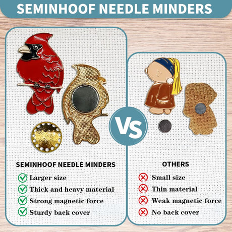 Magnetic Needle Minder Magnet Embroidery Accessories and Supplies Embroidery Needle Holder Cross Stitch Holder Needlework Supplies (Cardinal) seminhoof