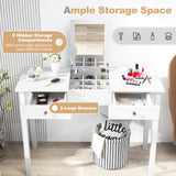 CHARMAID Makeup Vanity Desk - 44 inch White Vanity Desk with Flip Top Mirror, 2 Large Drawers, 9 Storage Compartments, Girls Makeup Dressing Table Writing Desk for Bedroom Home Office CHARMAID