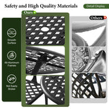 Lokingrise Outdoor Bistro Set 3 Piece Outdoor Bistro Table and Chairs Set Table with Umbrella Hole, Cushions, Cast Aluminum Patio Furniture for Porch, Backyard, Garden, Black Lokingrise