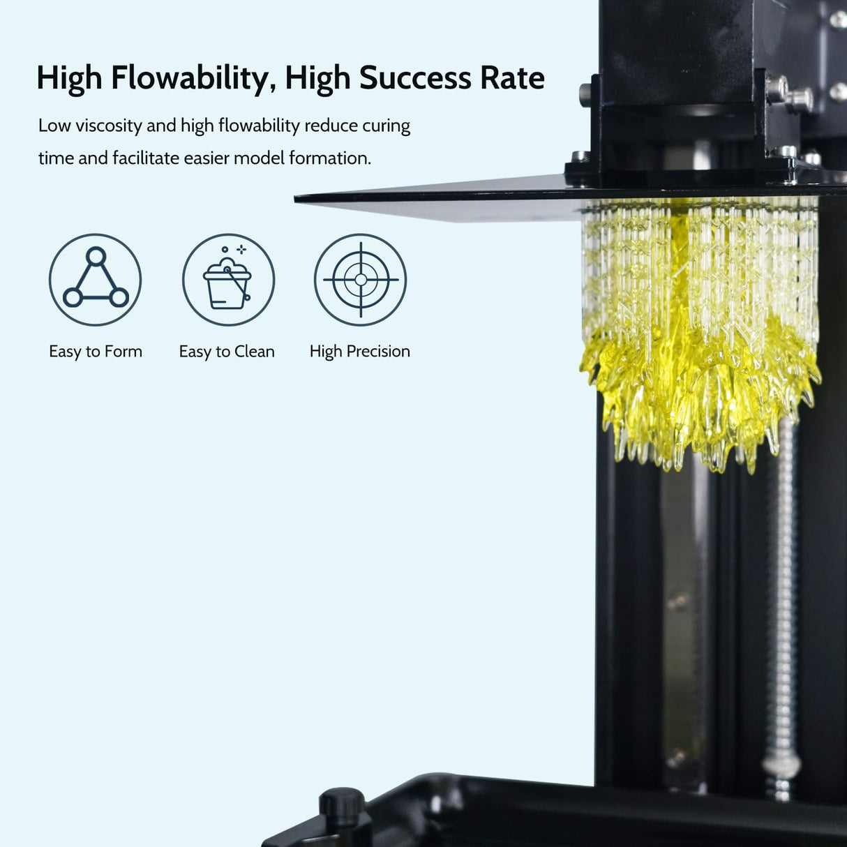 FUNCRECOL 3D Printer Resin Clear, High Precision Fast UV-Curing 3D Resin 405nm for LCD/DLP/MSLA Resin 3D Printer, Low Odor 3D Printing Resin Clear Yellow 1KG FUNCRECOL