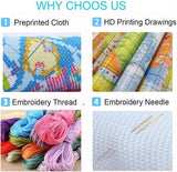 Book Stamped Cross Stitch Kits - Flower Counted Cross Stitch Kits for Beginners Adults Magical Book Needlepoint Cross-Stitch Patterns Dimensions Needlecrafts Embroidery Kits Arts and Crafts WUSARPLY