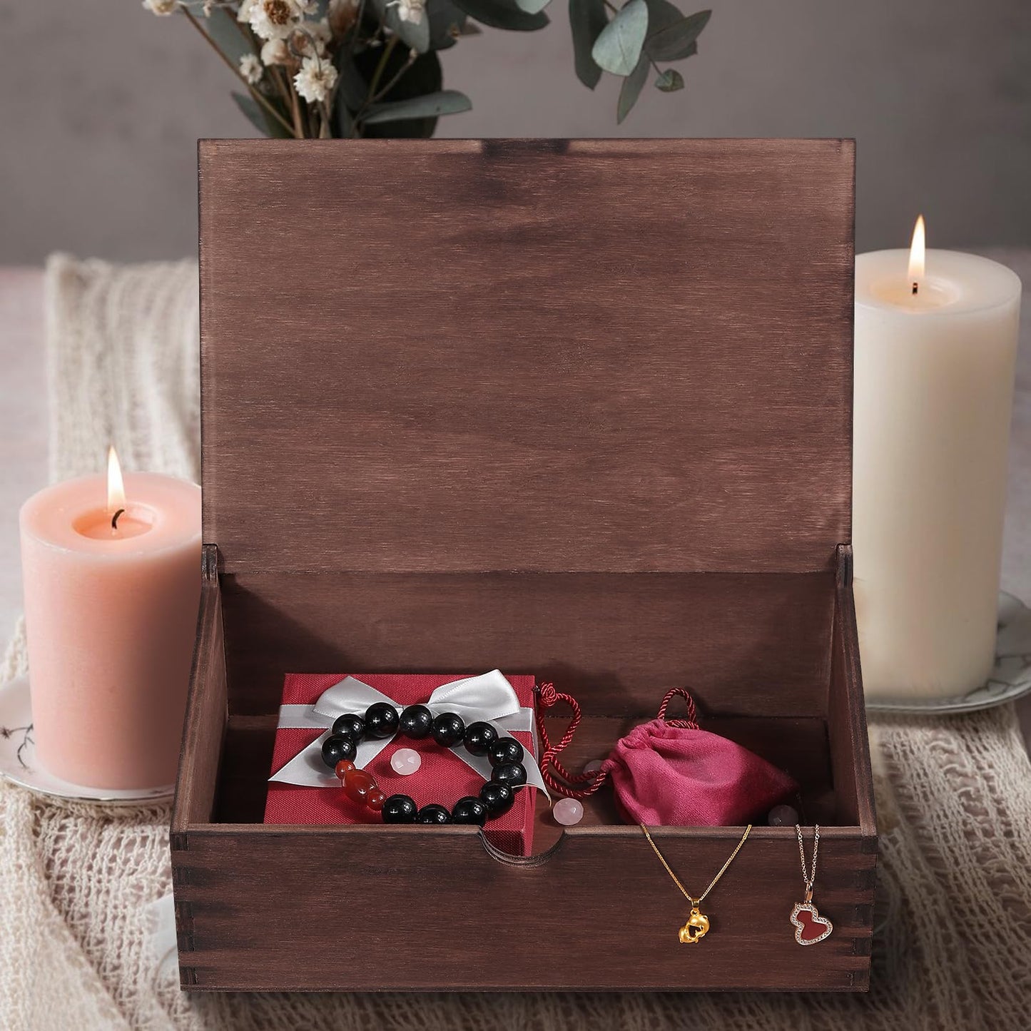 Wood Wedding Keepsake Box, Memory Storage Box for Couples, Personalized Wedding Engagement Box with Lids, Bridal Shower Gifts Birthday Gifts - WoodArtSupply