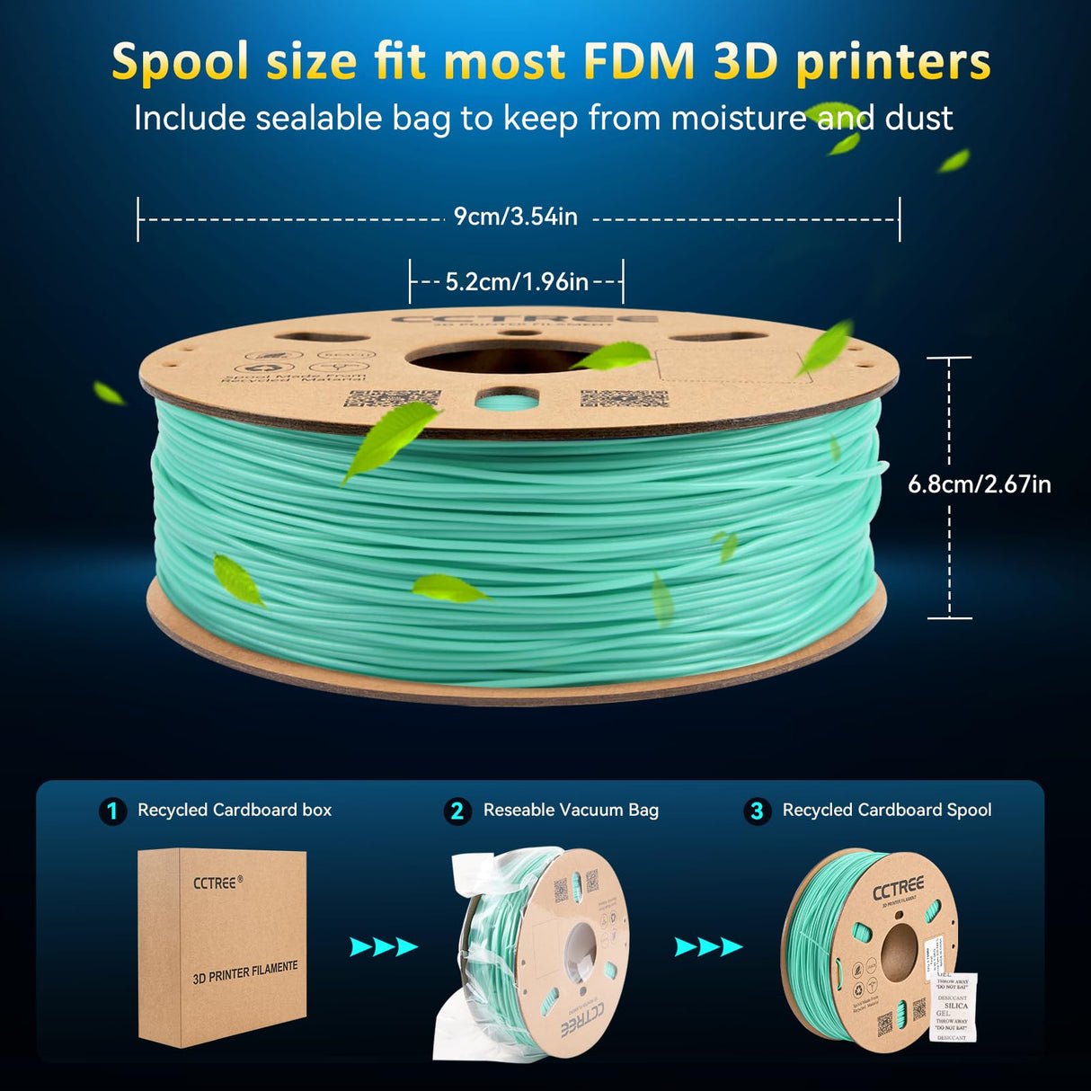CCTREE High Speed TPU Filament 1.75MM, Soft TPU Flexible 3D Printing Filament Shore 95A,1kg Spool, Dimensional Accuracy +/- 0.03mm for Bambu lab 3D Printer Teal CCTREE