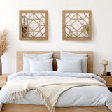 KOYILTD 2 PCS Square Wall Mirror, Rustic Farmhouse Decorative Mirrors, 12 inch Mirror Art for Bathroom, Bedroom, Living Room (Wenge, 12 x 12 in style1) KOYILTD