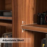 YESHOMY Modern Farmhouse TV Stand with Two Barn Doors and Storage Cabinets for Televisions up to 65+ Inch,Entertainment Center Console Table,Media Furniture for Living Room,58 Inch, Walnut,YH-TS103DWA YESHOMY