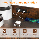 PETSITE Cat Litter Box Enclosure with Storage Shelves, 52 Inches Tall Hidden Litter Box with Charging Station, Scratching Board, and Winding Entry (Rustic Brown) PETSITE