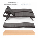 Nestl Chaise Lounge Chair Outdoor Set of 2, Wicker Patio Lounge Chair, Outdoor Lounge Chair with Reclining Backrest Nestl