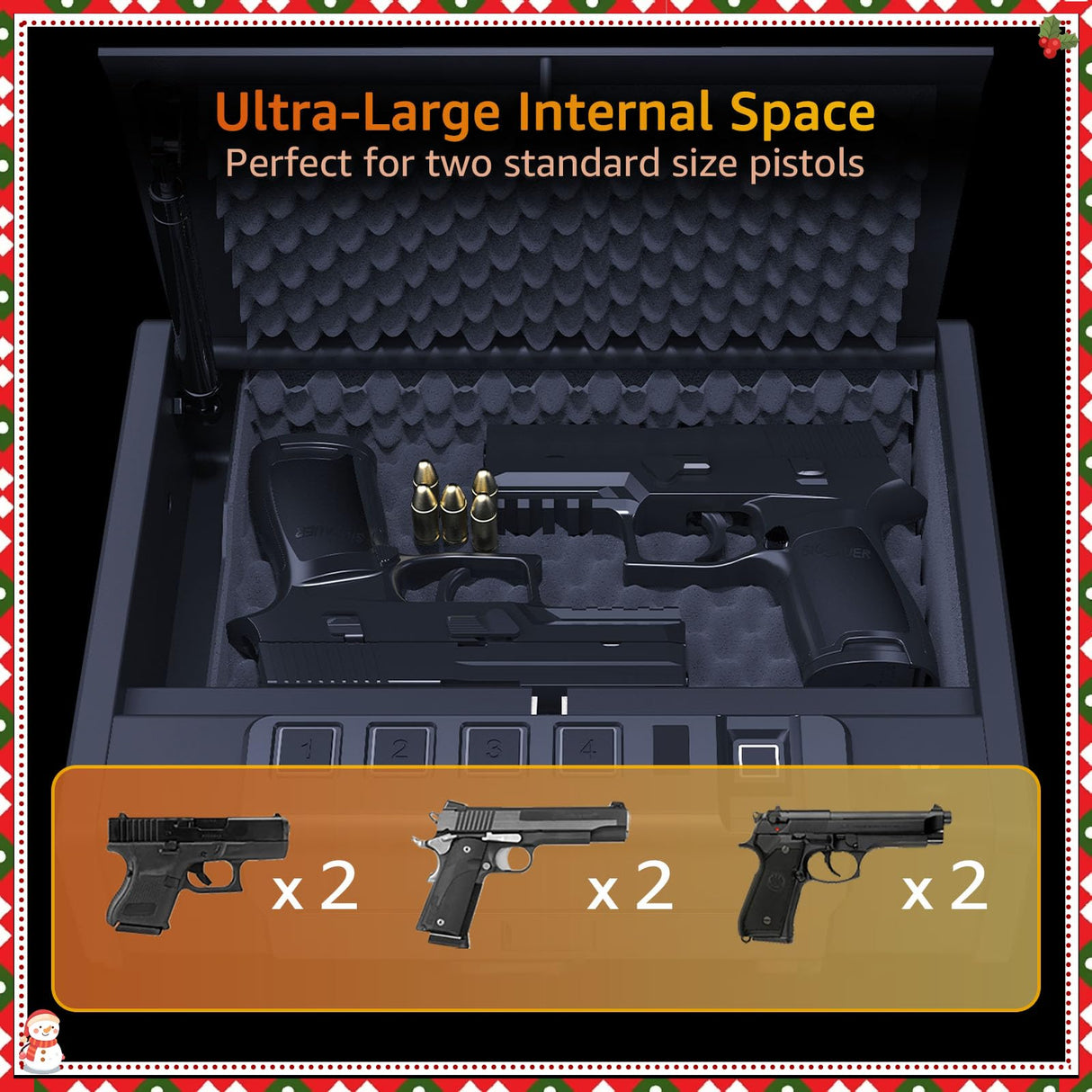 [ 20% Larger capacity ] Biometric Gun Safe for Handgun,Fingerprint Safe Box for Guns,Electronic Quick-Access Pistol Safe Nightstand hidden gun storage for Bedside Home Lock Box,Black XPEDITION