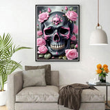 DPHERO Skeleton Diamond Painting Kits for Beginners Adults,5D DIY Rose Flowers Diamond Art Kits,Round Full Drill Skull Horror Painting Art,DIY Paint by Numbers for Home Wall Decor 12x16 inch DPHERO