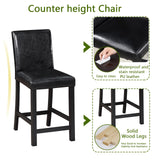 KEIKI 5-Piece Counter Height Dining Table Set with Square Table and 4 Upholstered Chair, for 4 Person, Classic Style Crystal Decoration Wooden Table Set, Easy Assembly, for Kitchen, Dining Room, Black KEIKI