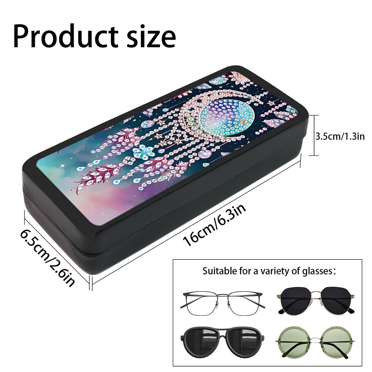 AiYuanzsh 5D DIY Diamond Painting Glasses Case for Adults, Dreamcatcher Moon Diamond Art Eyeglass Holder, Handmade Diamond Art Sunglass Storage Box, Travel Craft Gift AiYuanzsh
