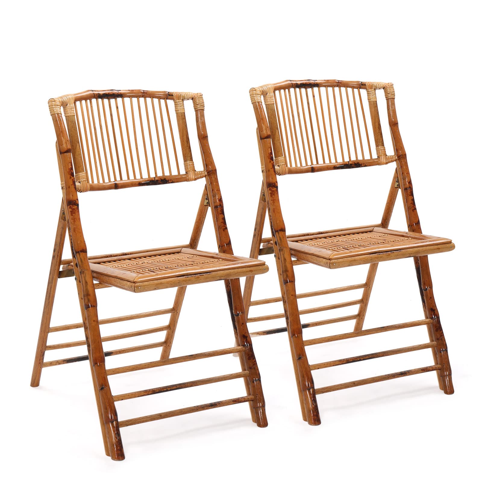 VINGLI Bamboo Folding Chair Set of 2, Foldable Dining Chair for Outdoor & Indoor, Patio, Porch, Wedding, Party, Event - WoodArtSupply