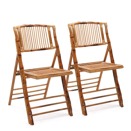 VINGLI Bamboo Folding Chair Set of 2, Foldable Dining Chair for Outdoor & Indoor, Patio, Porch, Wedding, Party, Event VINGLI