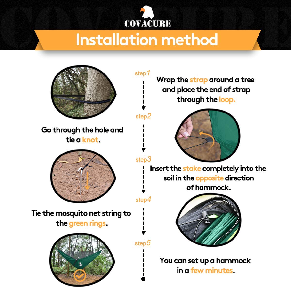 Covacure Camping Hammock - Lightweight Double Hammock, Hold Up to 772lbs, Portable Hammocks for Indoor, Outdoor, Hiking, Camping, Backpacking, Travel, Backyard, Beach（Dark Green） covacure