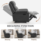 Korser Recliner Chair, Manual Recliner for Adults with Side Pocket, Small Recliners for Small Spaces, Adjustable Comfy Overstuffed Corduroy Reclining Chairs for Living Room, Reading, Bedroom, Grey Korser