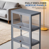 Magshion Display Cabinet, 5-Tier Corner Shelf with Acrylic Doors, 67.5" Tall Curio Display Case, Showcase, Storage Shelf, for Living Room, Bedroom, Playroom, White, 12.5" D x 23" W x 67.5" H Magshion