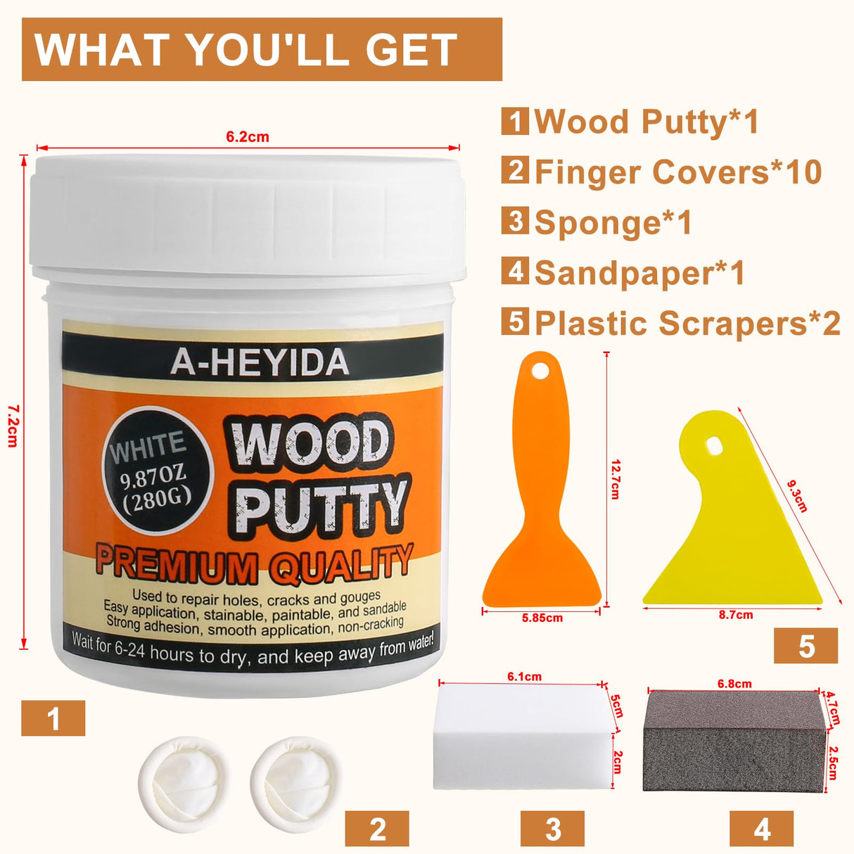 Wood Putty, Wood Filler Putty - White Wood Filler for Trim, Wood Filler Paintable, Stainable, Quickly Repair Wood Cracks and Holes on Wooden Floor A-HEYIDA