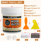 Wood Putty, Wood Filler Putty - White Wood Filler for Trim, Wood Filler Paintable, Stainable, Quickly Repair Wood Cracks and Holes on Wooden Floor A-HEYIDA